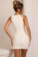 Alsace-Embellished Square Neck Mini Dress in White