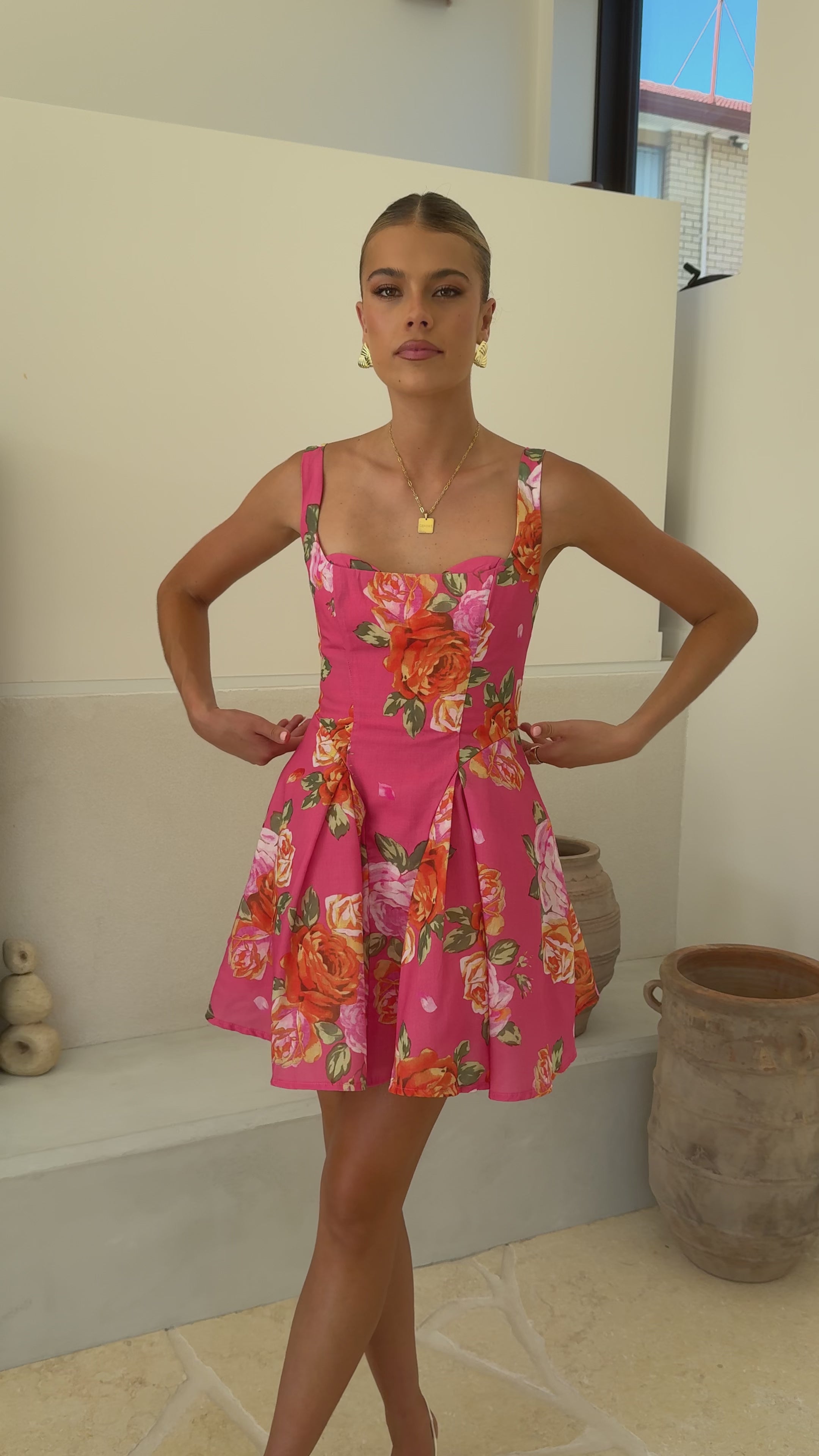 Oksana Mini Dress - Pink Floral