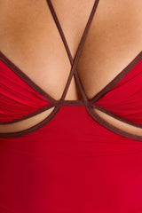 Rocio-Contrast Binding Cami Top in Fire Red