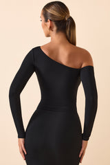 Sayda-Modal Off-Shoulder Bodysuit in Black