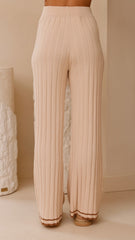 Shaylie Wide Leg Pants - Beige