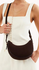 Halo Shoulder Bag - Chocolate Suede