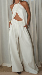 Melinda High Waist Pants - White