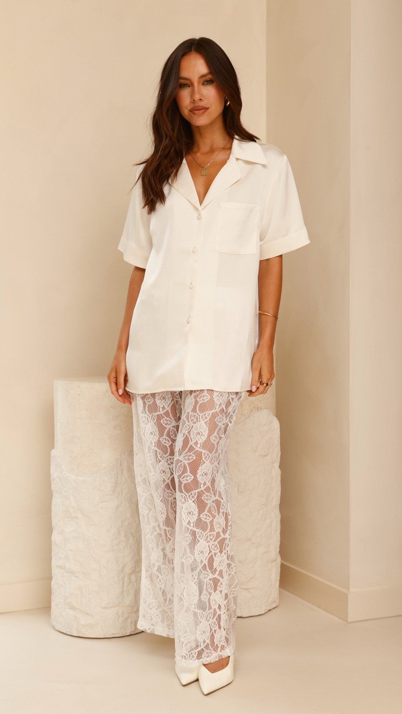 Baxter Pant - White Lace