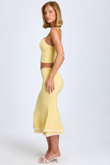 Lupita-Lace-Trim Mid-Rise Midaxi Skirt in Pastel Yellow