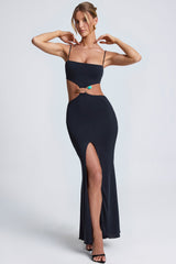 Julitta-Hardware Detail Cut-Out Maxi Dress in Black