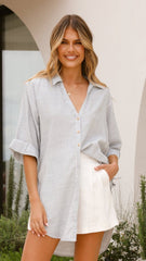 Lucia Shirt - White/Light Blue Stripe