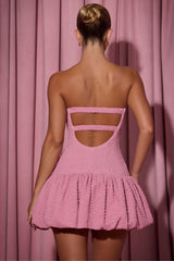 Lavinia-Cut-Out Bubble Hem Corset Mini Dress in Dusty Pink