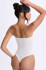 Allegra-Bandeau Bodysuit in White