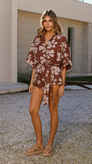 Bailin Playsuit - Brown Daylillies