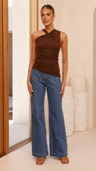 Adamaris Asymmetrical Top - Chocolate