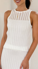 Gracie Knit Top and Skirt Set - White