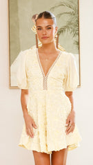 Calanthe Mini Dress - Lemon