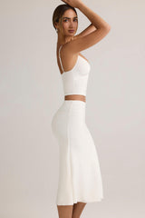 Luella-Modal Ruched Mid-Rise Midaxi Skirt in White
