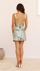 Korie Boatneck Mini Dress - Sage