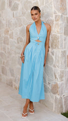 Wesley Halter Neck Maxi Dress - Blue