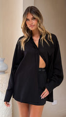 Charla Button Up Top - Black