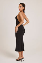 Karissa-Modal Halterneck Midaxi Dress in Black