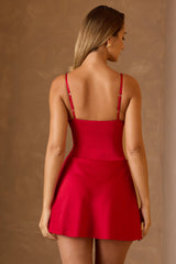 Yaiza-Cut-Out A-Line Mini Dress in Scarlet Red