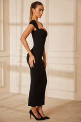 Dolcezza-Sweetheart Neckline Maxi Dress in Black