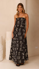 Connie Maxi Dress - Black/Beige Cowgirl