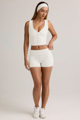 Lisha-Modal Ribbed Mid-Rise Foldover Shorts in White