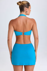Nazli-Mid-Rise Micro Mini Skirt in Aqua Blue