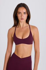 Soft Active Racerback Sports Bra in Burgundy