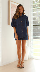 Olivia Shirt and Shorts Set - Dark Denim