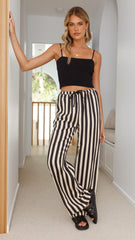 Josie Pants - Black/Beige Stripe