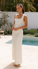 Saylor Maxi Skirt - Yellow Floral