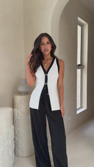 Valita Ribbed Vest - White/Black