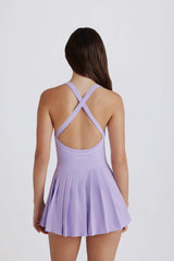 Soft Active Cross-Back Pleated Tennis Dress in Lilac