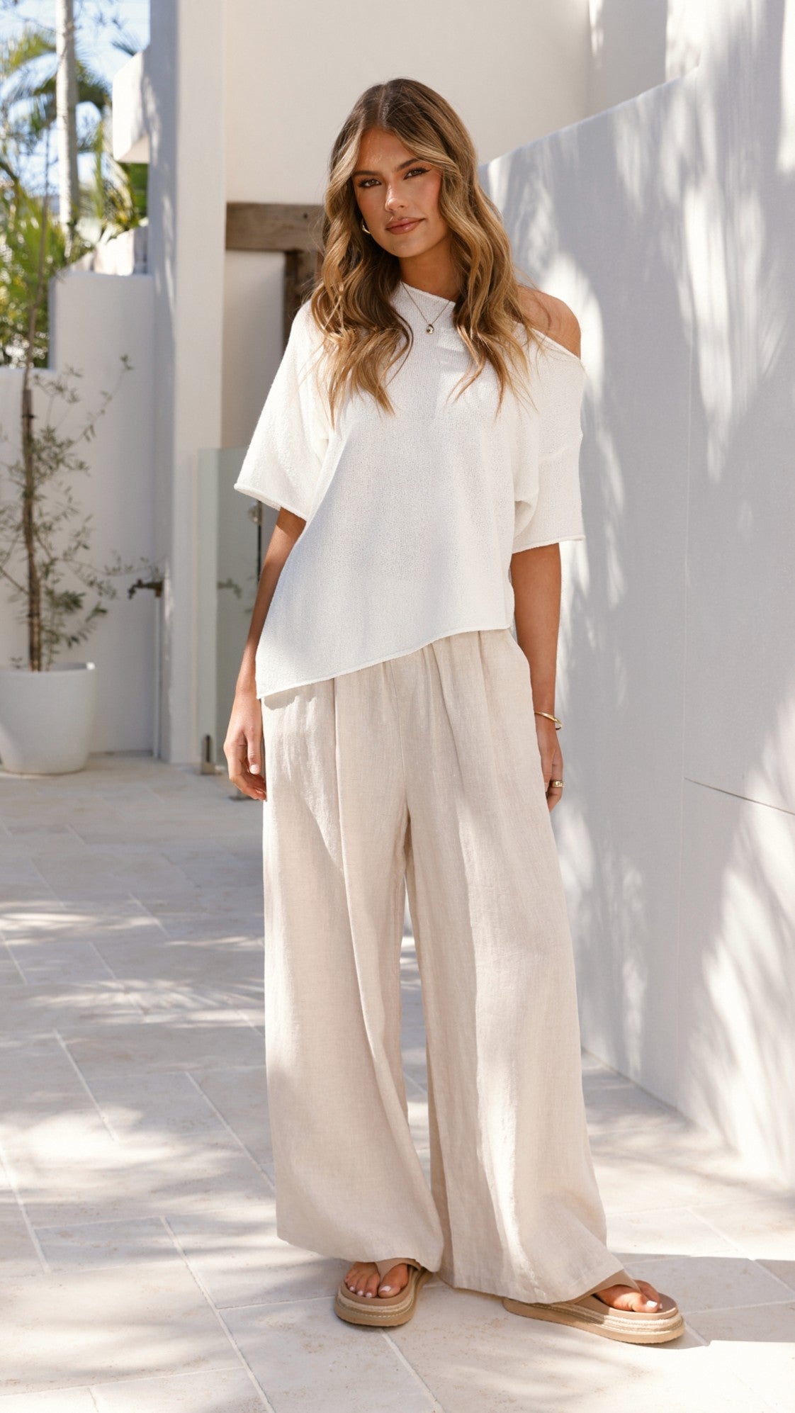 Blair Off Shoulder Tee - White