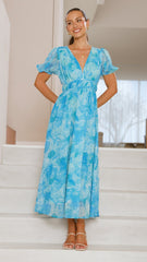 Talma Maxi Dress - Blue Floral