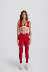 Soft Active Contrast Leggings in Dark Red