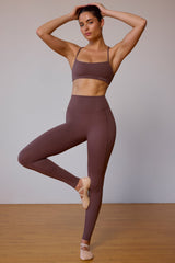 High-Waist Leggings in Taupe Brown