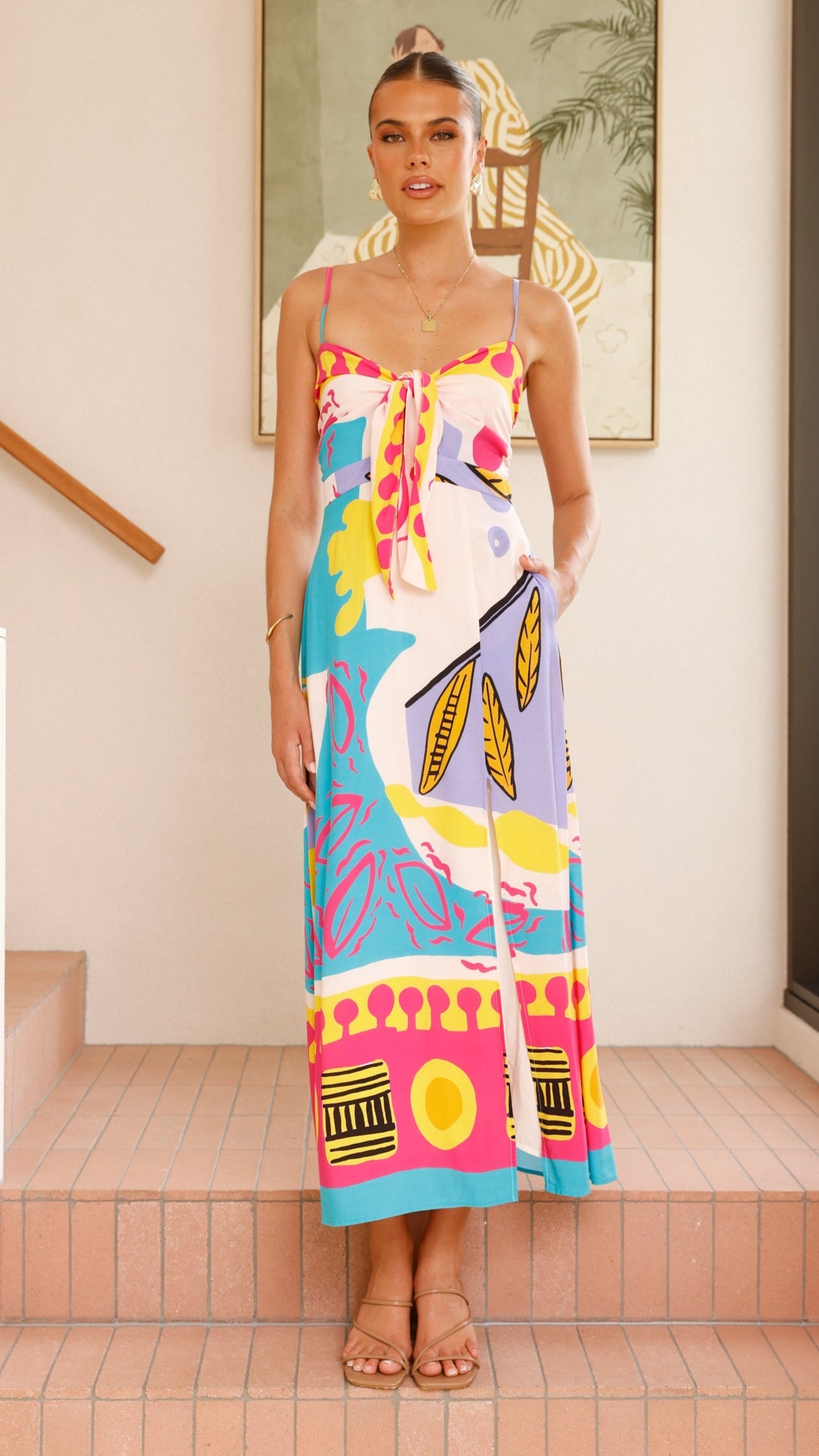 Shahar Maxi Dress - Pink Print