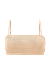 Intimates-Soft Mesh Bandeau Bra in Beige