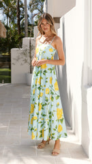 Kaethe Maxi Dress - Lemon/Aqua Floral