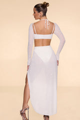 Champel-Embellished Cowl Neck Maxi Dress in Ivory