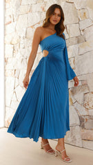 Gwen One Shoulder Maxi Dress - Blue