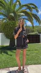 Salome Button Up Shirt - Black/White