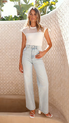 Sofia Sheer Stripe Knit Top - White