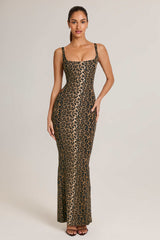 Soreia-Modal Scoop-Neck Maxi Dress in Leopard Print