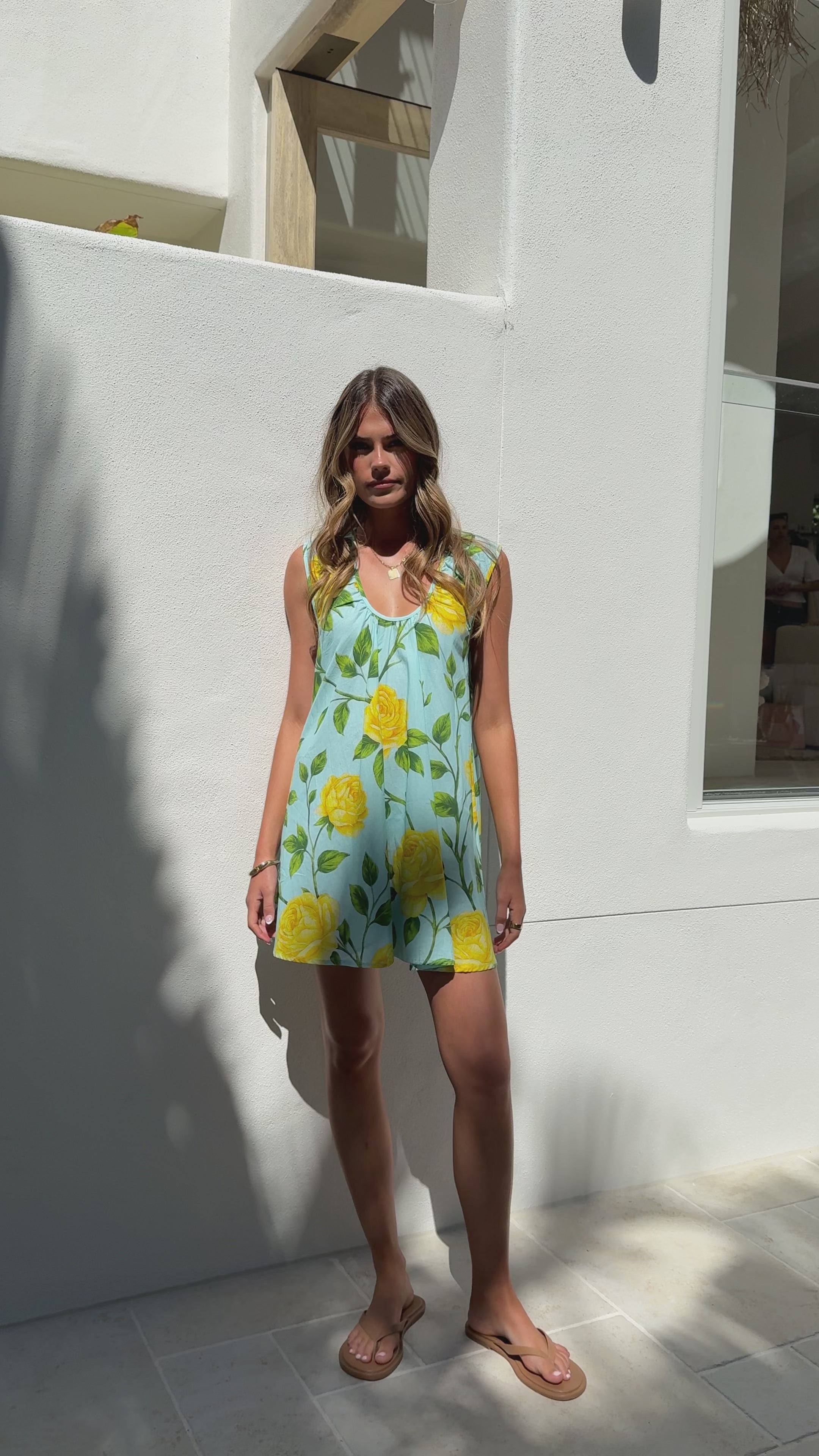 Paisley Mini Dress - Lemon/Aqua Floral
