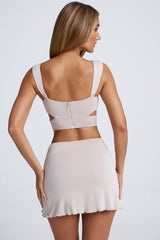 Kira-Hardware Detail Cut-Out Crop Top in Sky Grey
