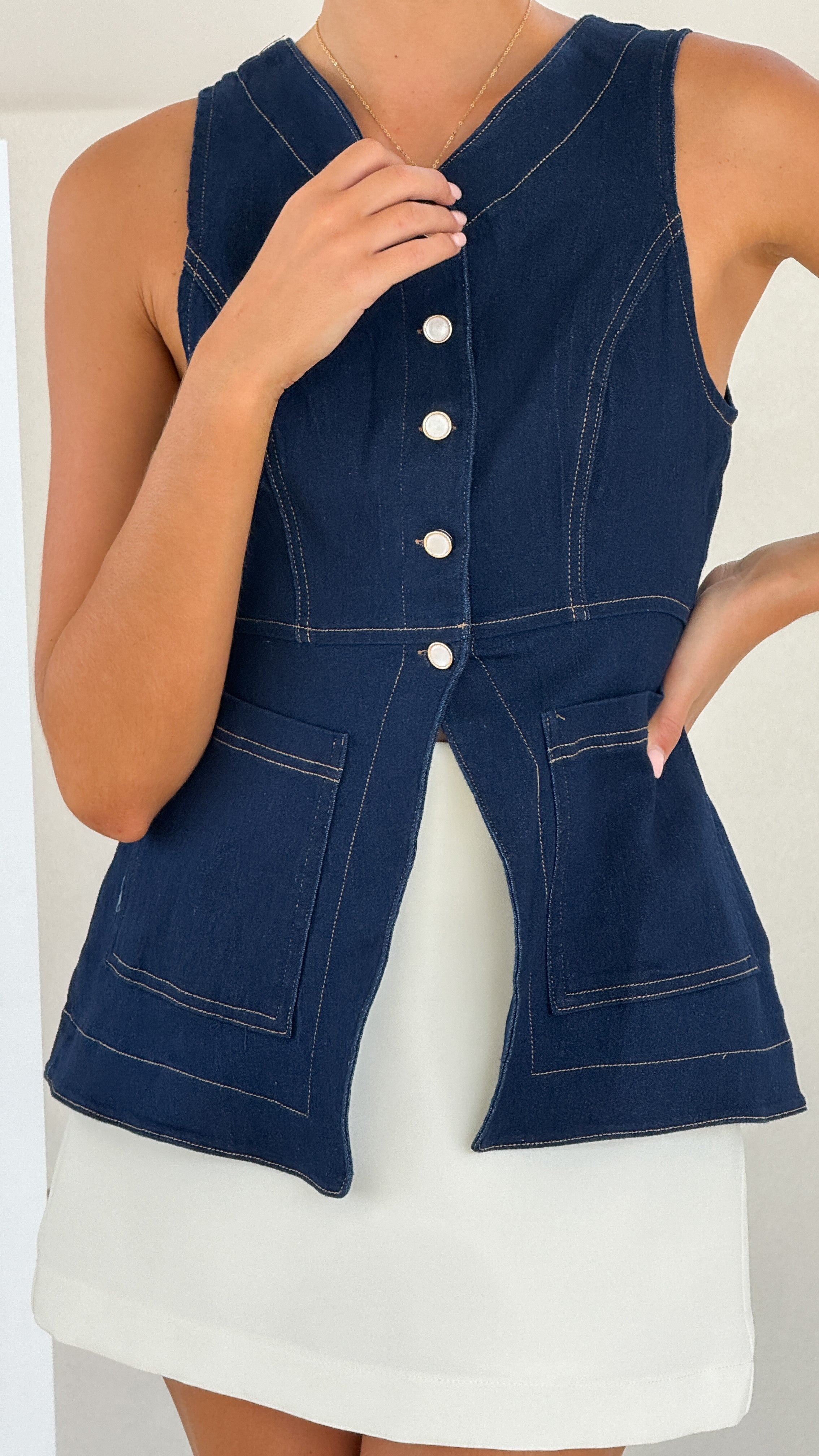 Olena Vest - Dark Denim