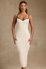 Carwen-Modal Contrast-Trim Backless Midaxi Dress in Ivory