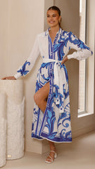 Lucia Long Sleeve Maxi Dress - Sapphire Print